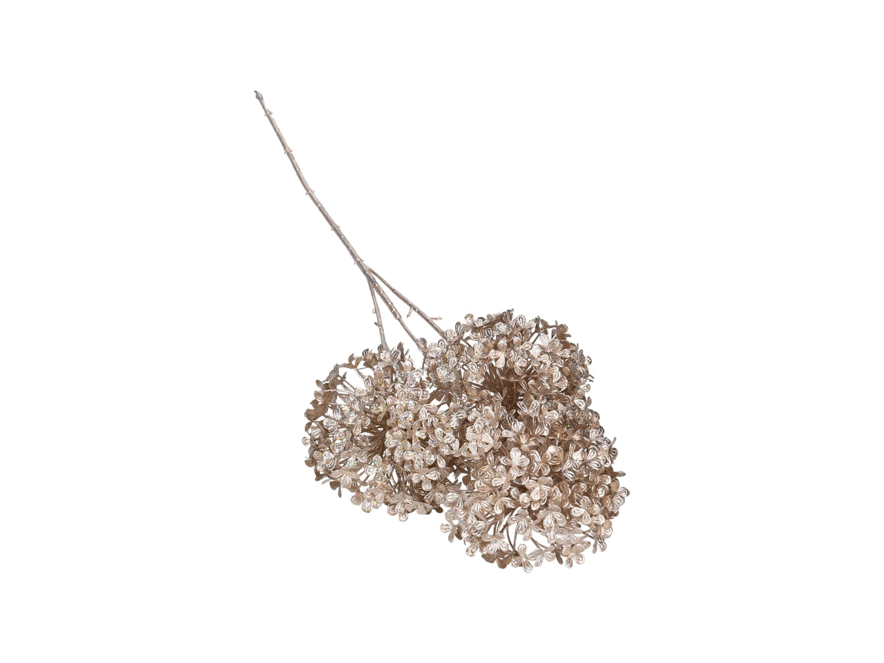 Ramo di ortensia in plastica champagne 68cm