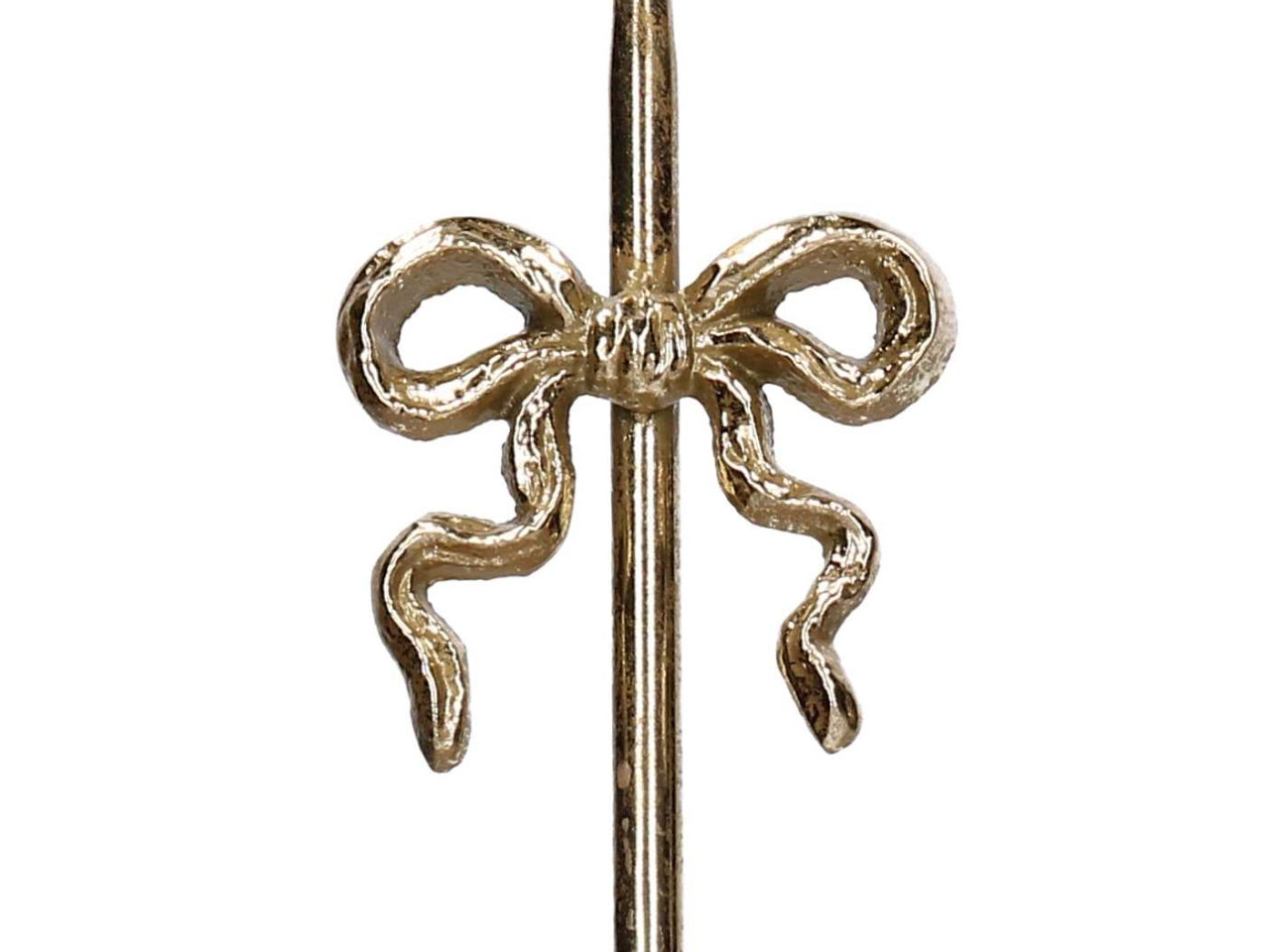 Portacandele in metallo con fiocco oro 15xh.53cm