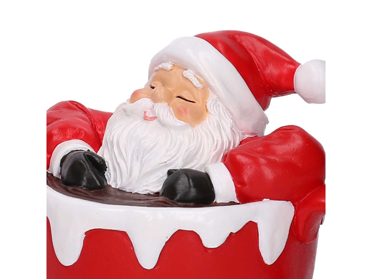 Babbo Natale in resina in tazza rosso 16x12,5xh.15cm