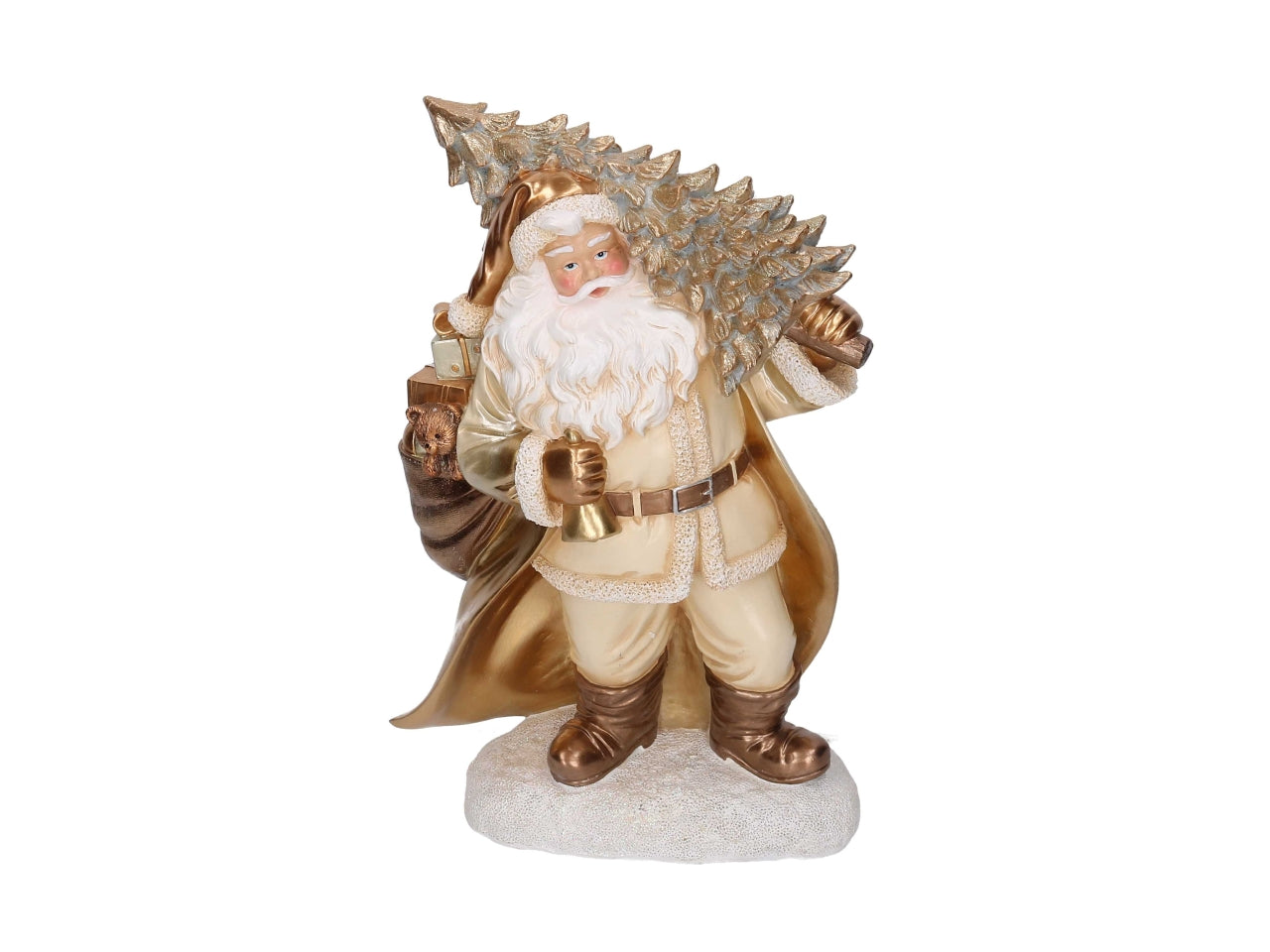 Babbo Natale in resina con albero bianco e oro 25x12xh.38,5cm