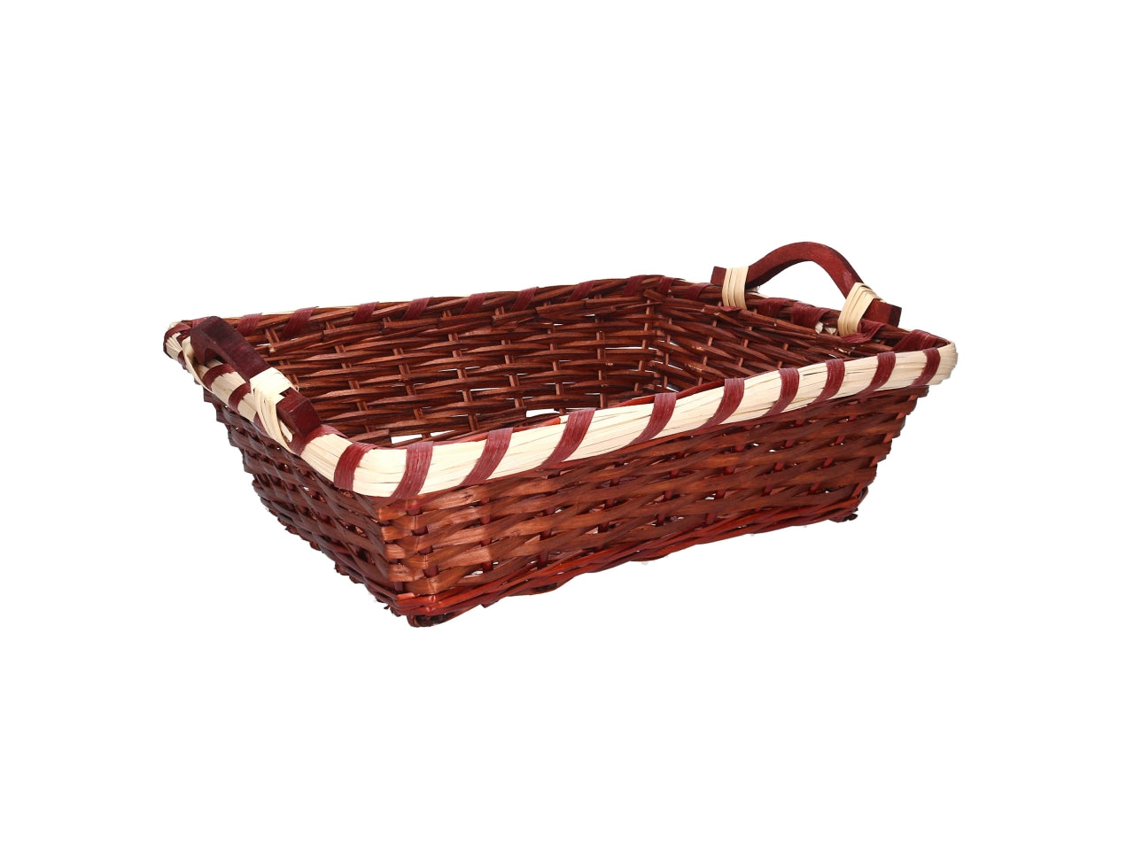 Cesta rettangolare in vimini 46/50x36xh.12cm noce