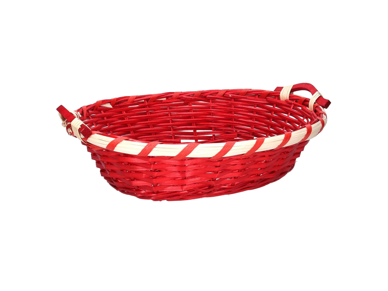 Cesta ovale in vimini 51/55x40xh.14cm rosso
