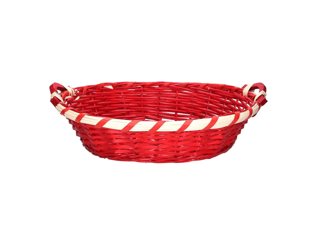 Cesta ovale in vimini 51/55x40xh.14cm rosso