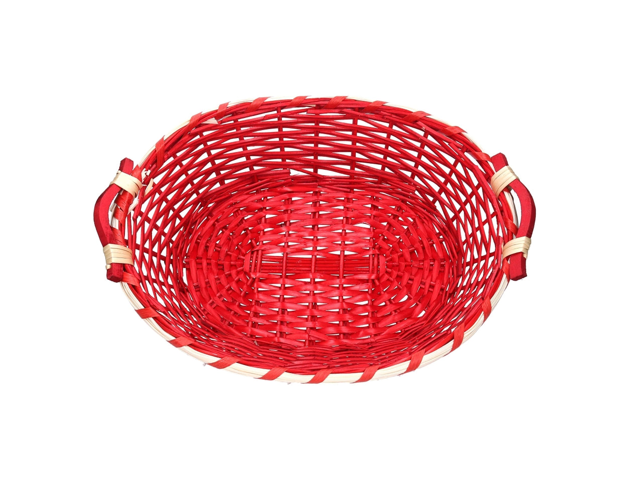 Cesta ovale in vimini 51/55x40xh.14cm rosso