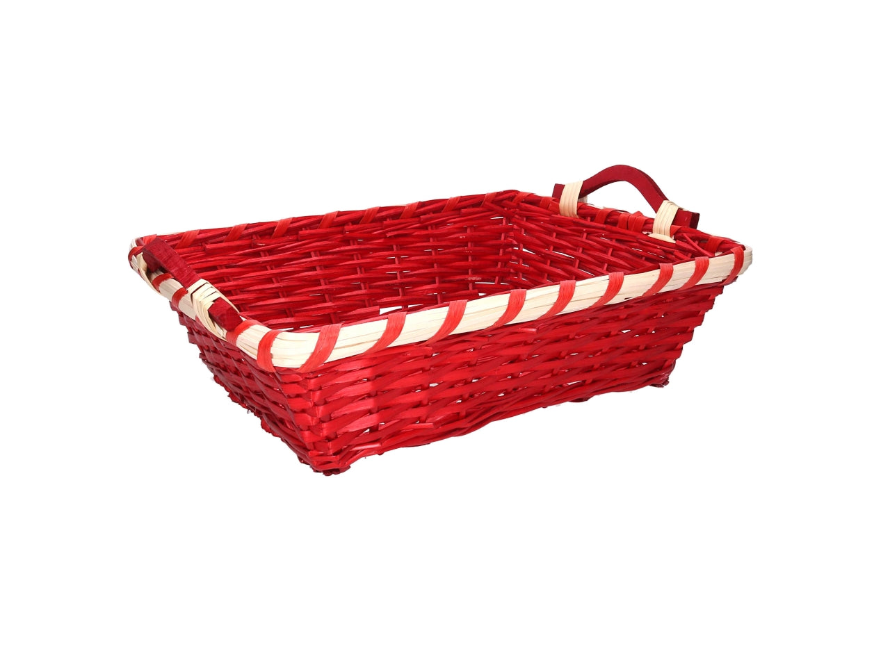 Cesta rettangolare in vimini 46/50x36xh.12cm rosso
