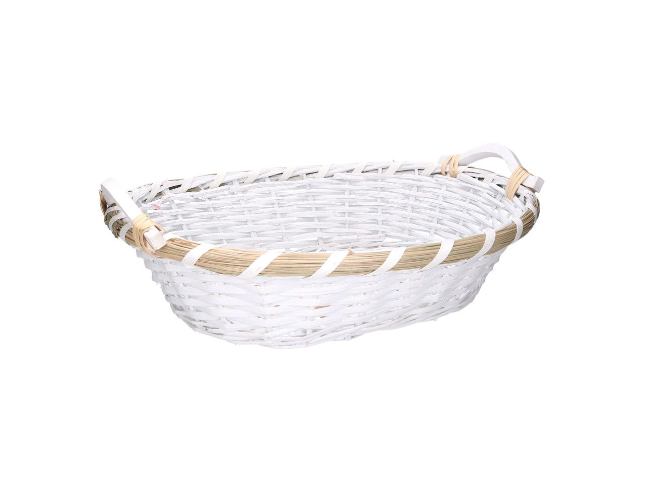 Cesta ovale in vimini 51/55x40xh.14cm bianco