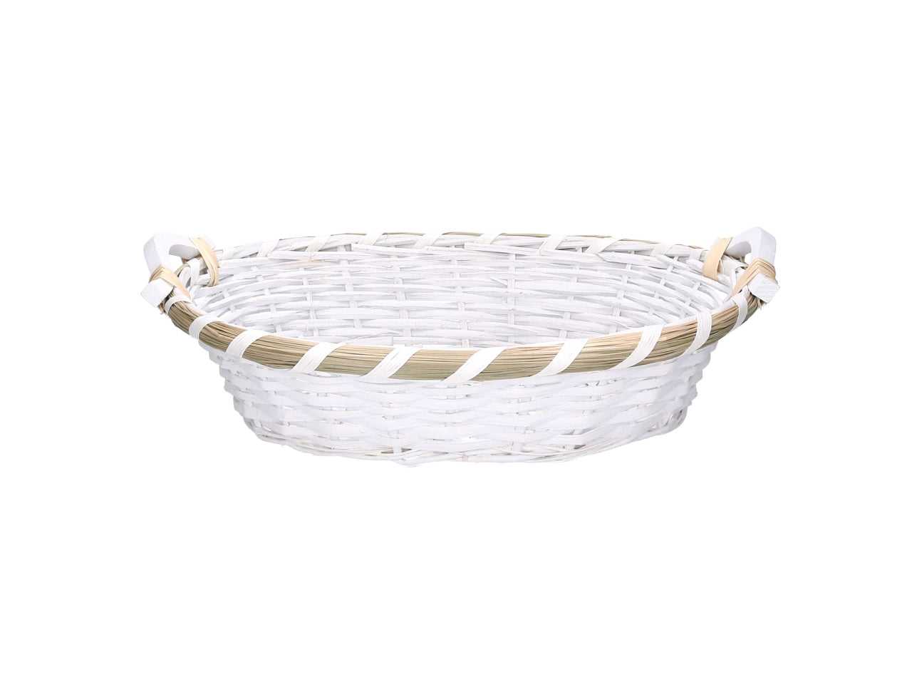 Cesta ovale in vimini 51/55x40xh.14cm bianco