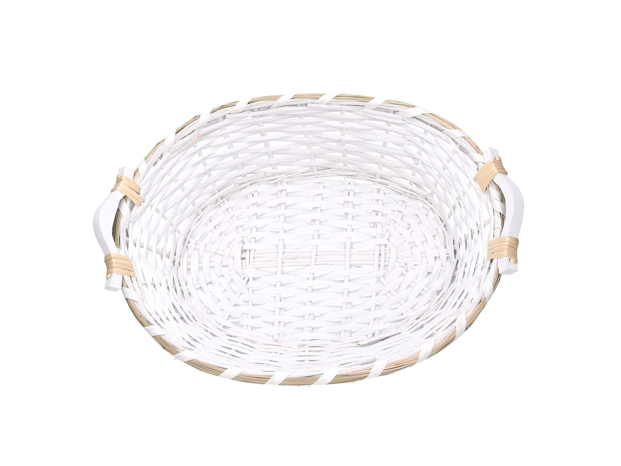 Cesta ovale in vimini 51/55x40xh.14cm bianco