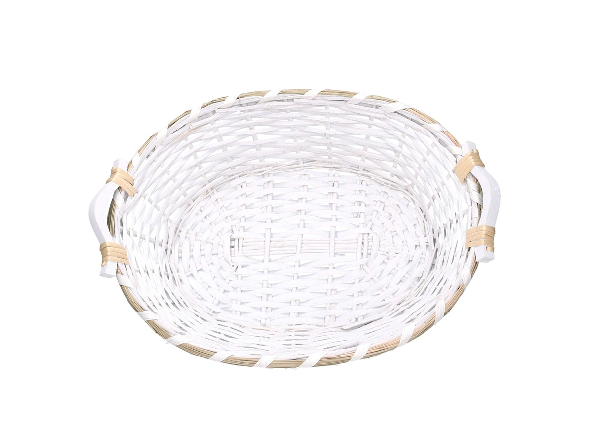 Cesta ovale in vimini 51/55x40xh.14cm bianco