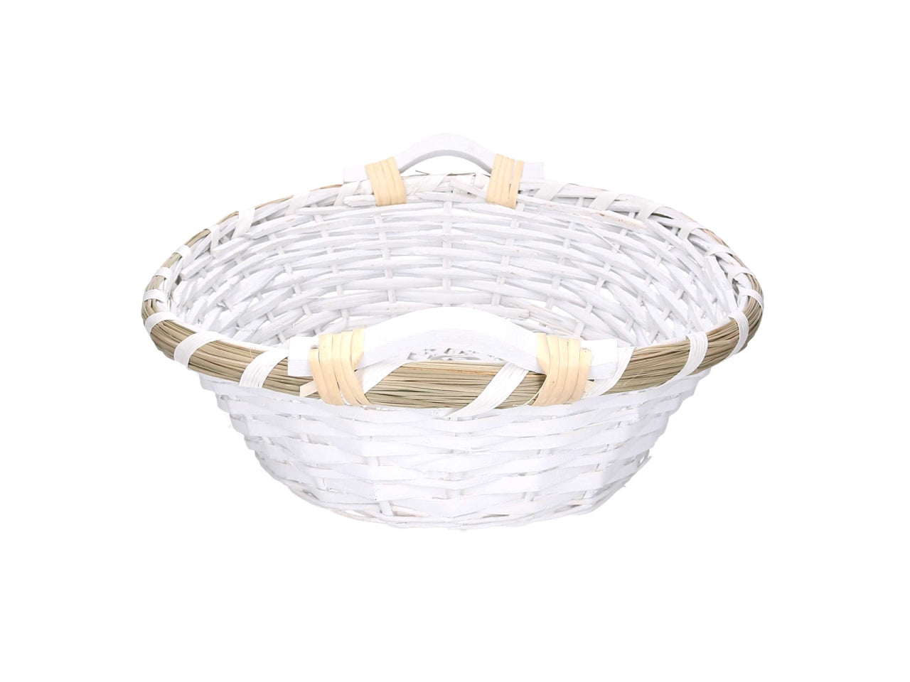 Cesta ovale in vimini 51/55x40xh.14cm bianco