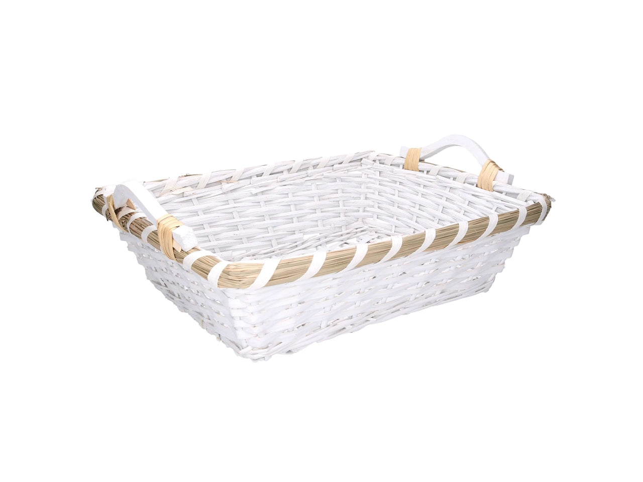 Cesta rettangolare in vimini 46/50x36xh.12cm bianco