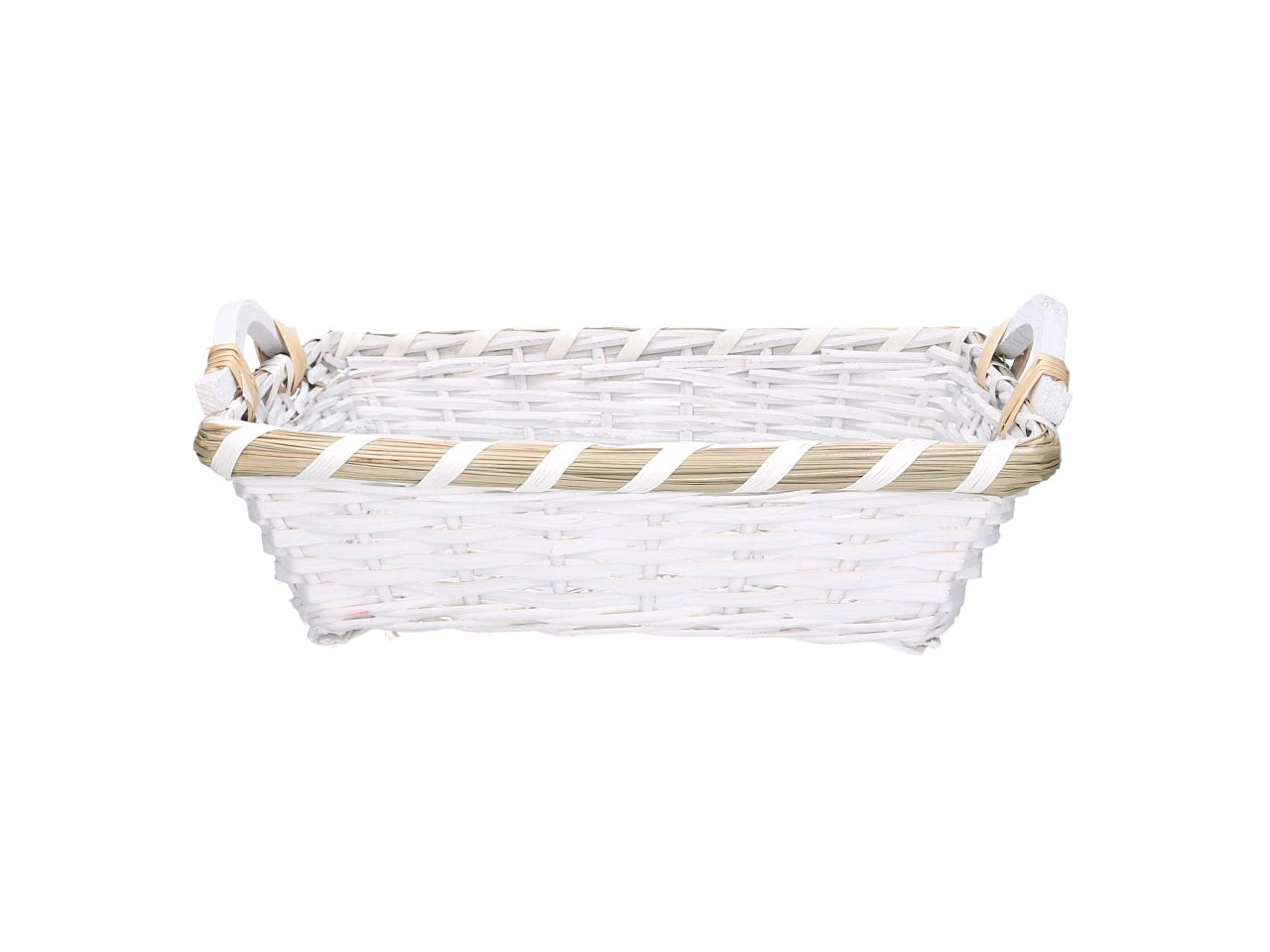 Cesta rettangolare in vimini 46/50x36xh.12cm bianco