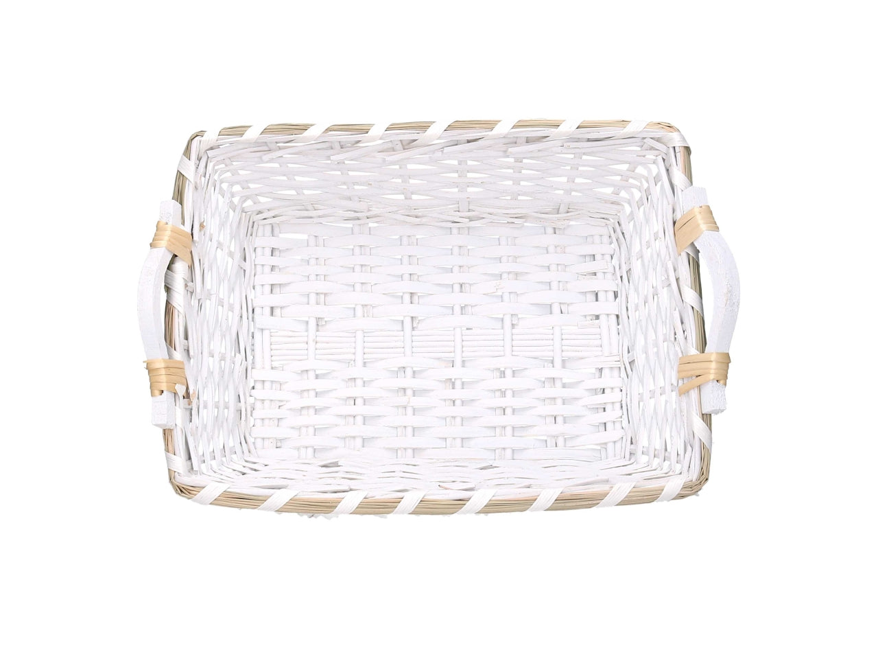 Cesta rettangolare in vimini 46/50x36xh.12cm bianco