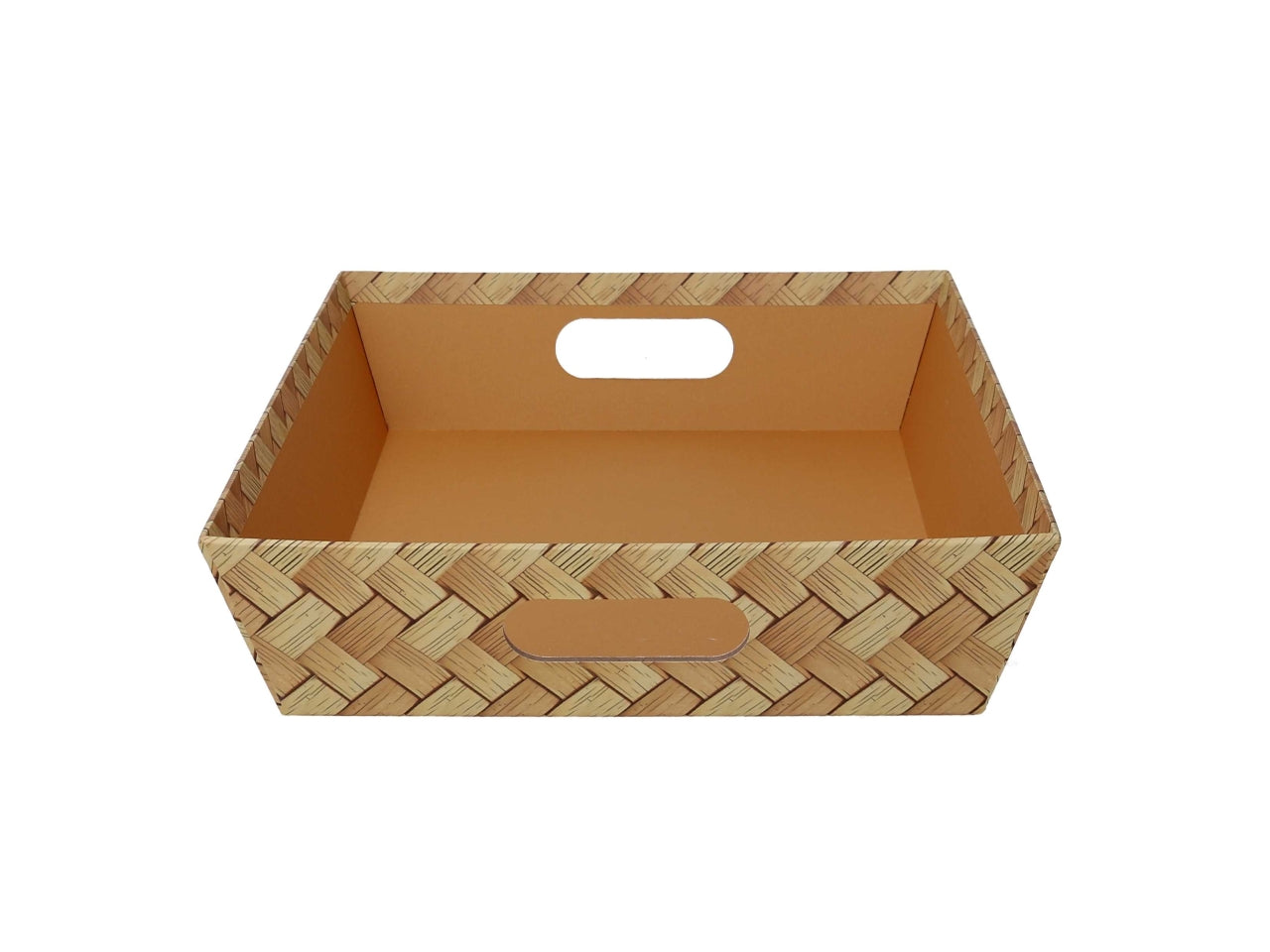 Cesta cartone rettangolare 35x26xh.7cm intreccio sfogliato naturale