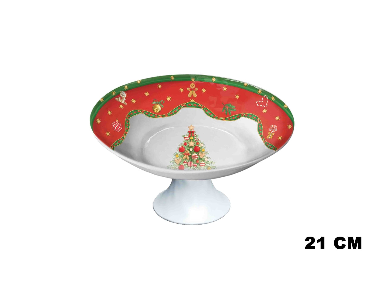 Alzatina in melamina 21cm decoro fascia natalizia e albero di Natale