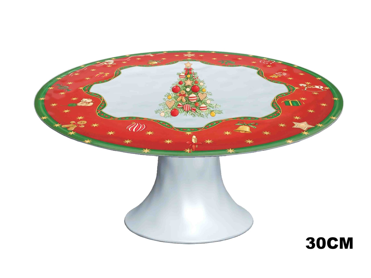 Alzatina in melamina 30cm decoro fascia natalizia e albero di Natale
