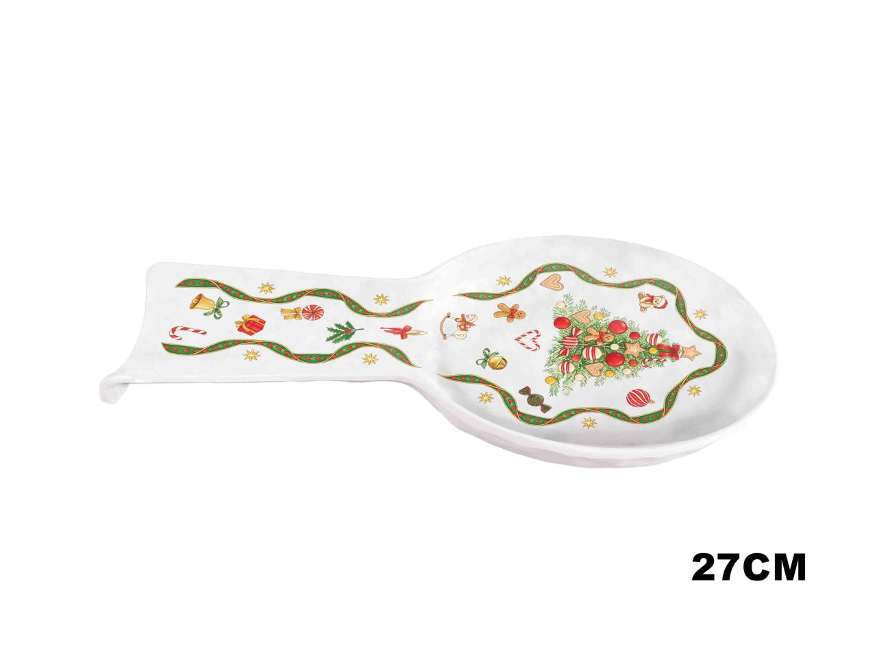 Poggiamestolo in melamina 27cm decoro fascia natalizia e albero di Natale