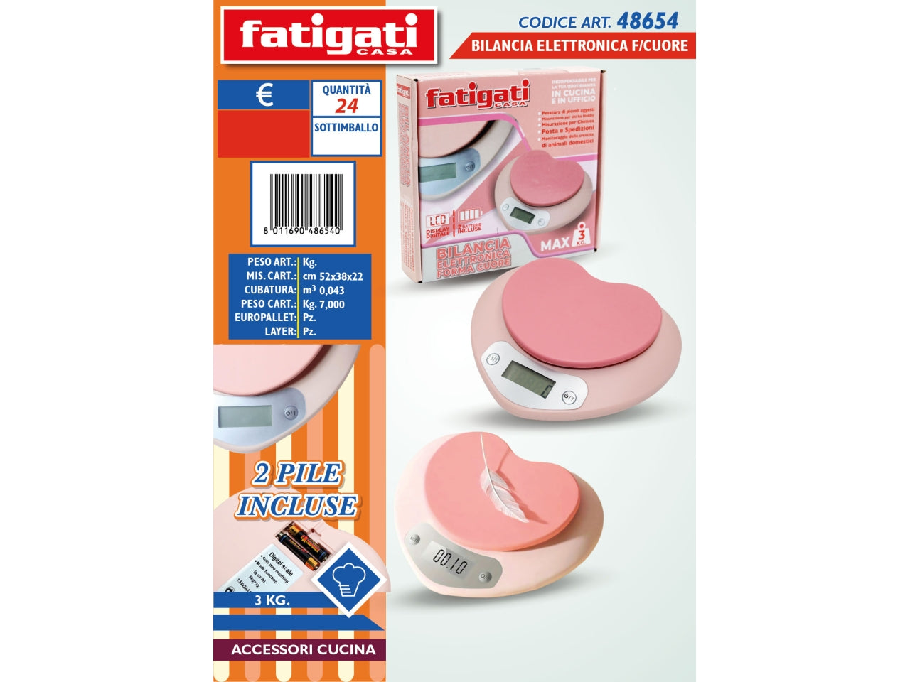 Bilancia elettronica a forma di cuore 3kg