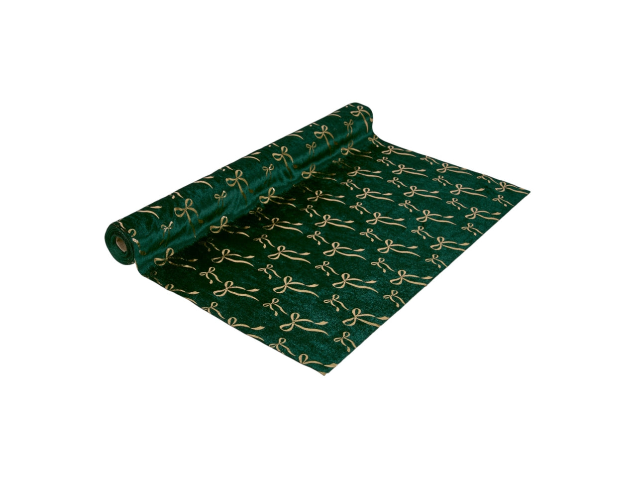 Runner 48x350cm verde con fiocchi oro