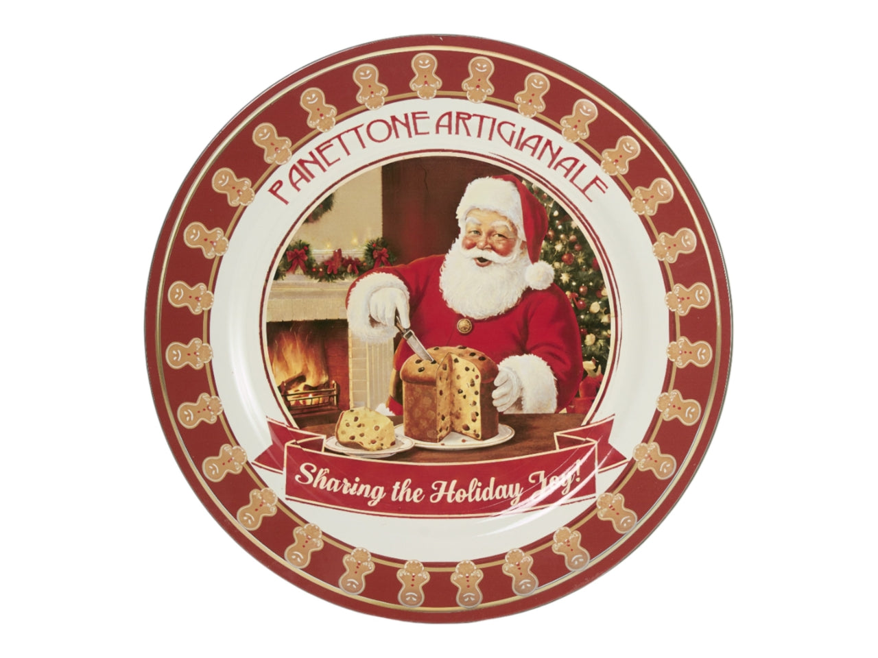 Piatto 33cm in plastica con babbo natale rosso