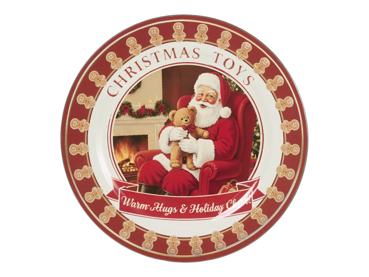 Piatto 33cm in plastica con babbo natale rosso