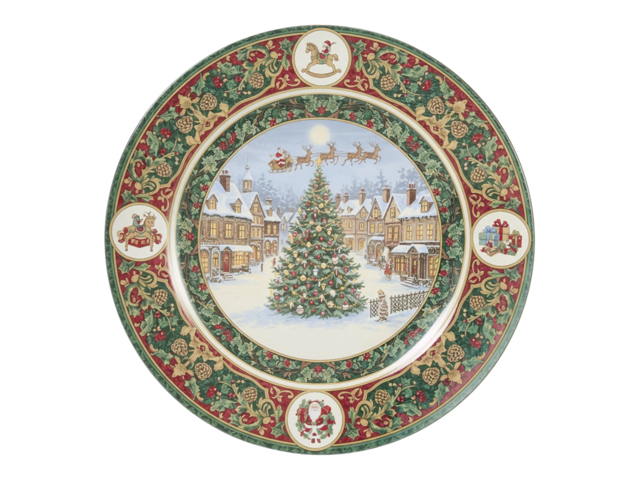 Piatto 33cm in plastica con albero di natale