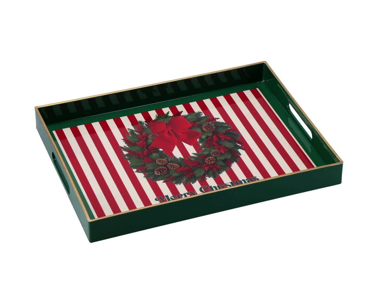 Vassoio natalizio rettangolare in plastica 40x30xh.5cm, 6 decori assortiti