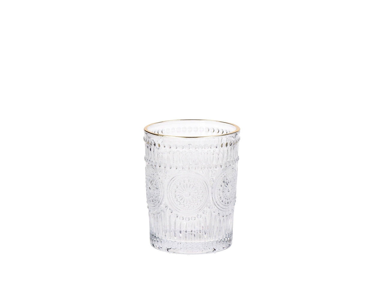 Set 6 bicchieri Flore 28cl in vetro trasparente con bordo oro