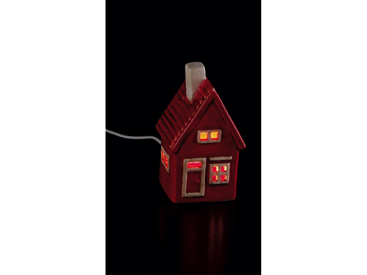Casetta in ceramica con led colorata 8x7xh.14cm, 6 assortimenti