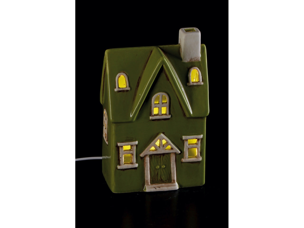 Casetta in ceramica con led colorata 12x7xh.18cm, 6 assortimenti