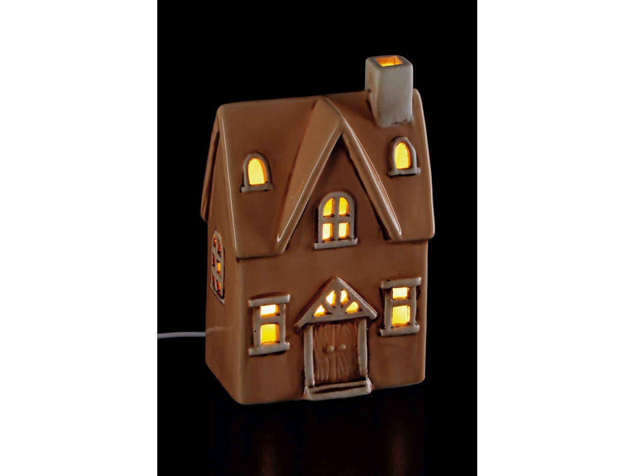 Casetta in ceramica con led colorata 12x7xh.18cm, 6 assortimenti