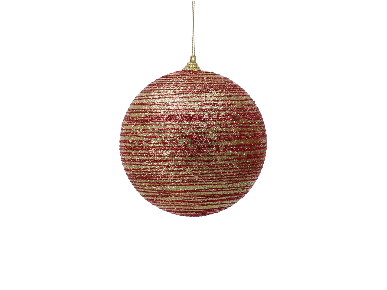 Pallina di Natale 12cm a righe oro e rosso, 2 assortimenti
