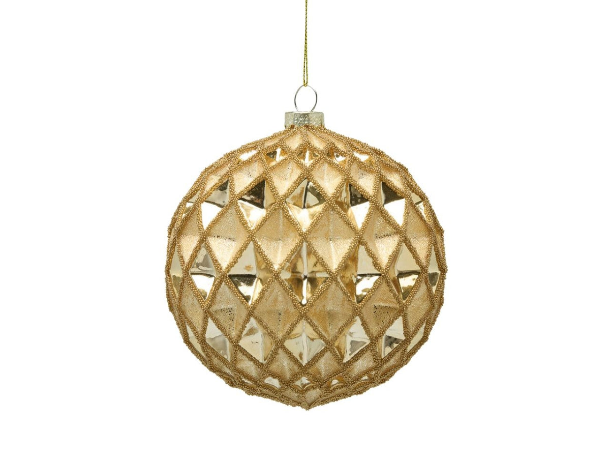 Palla rombi in vetro colore oro d.12cm