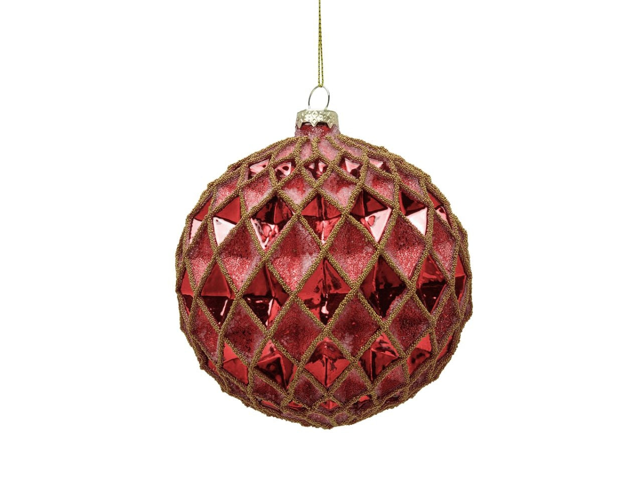 Palla rombi in vetro colore rosso d.12cm