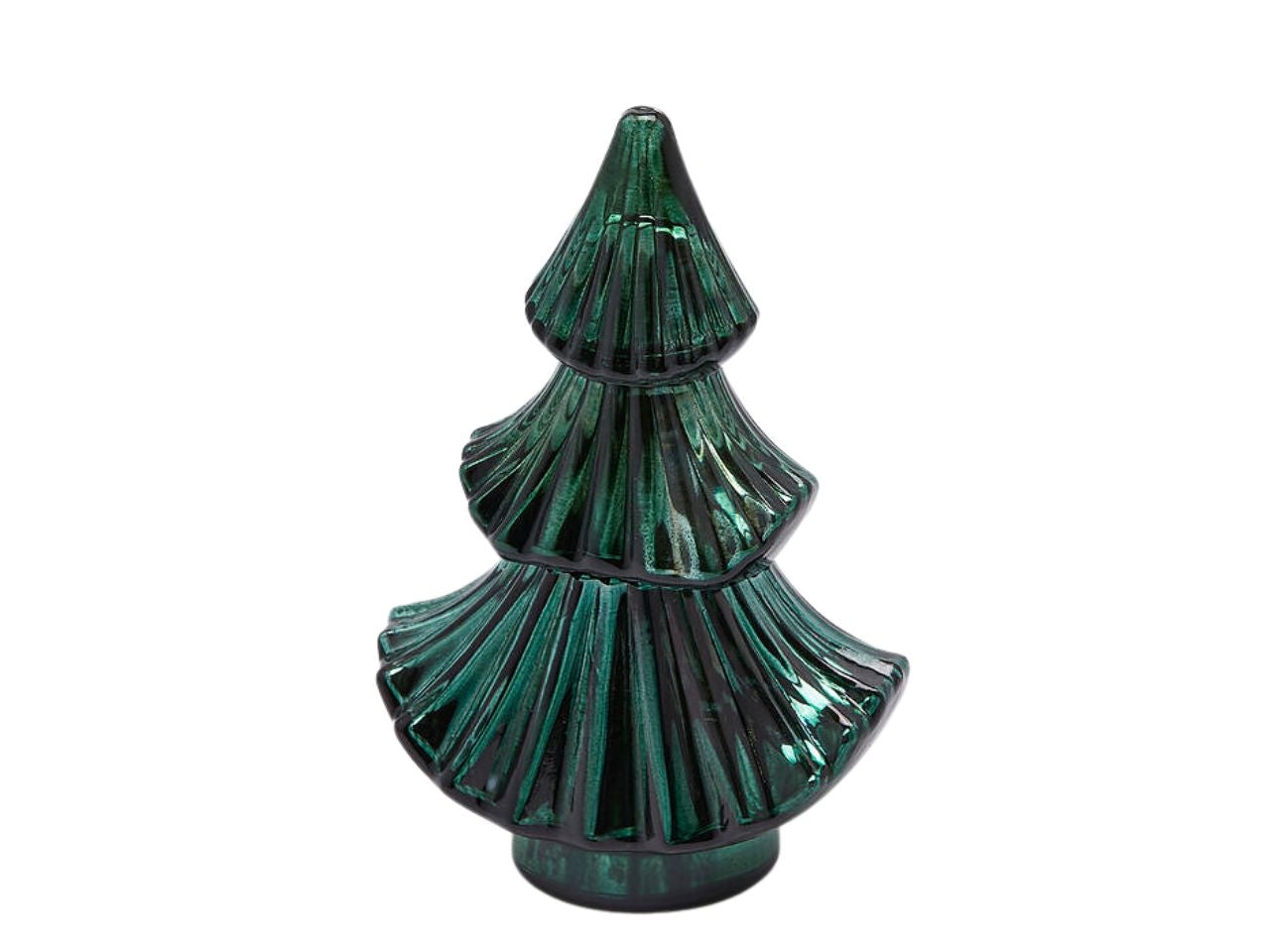 Candela forest in vetro verde 13xh.20cm con cera profumata fico e gelsomino 230gr 45h
