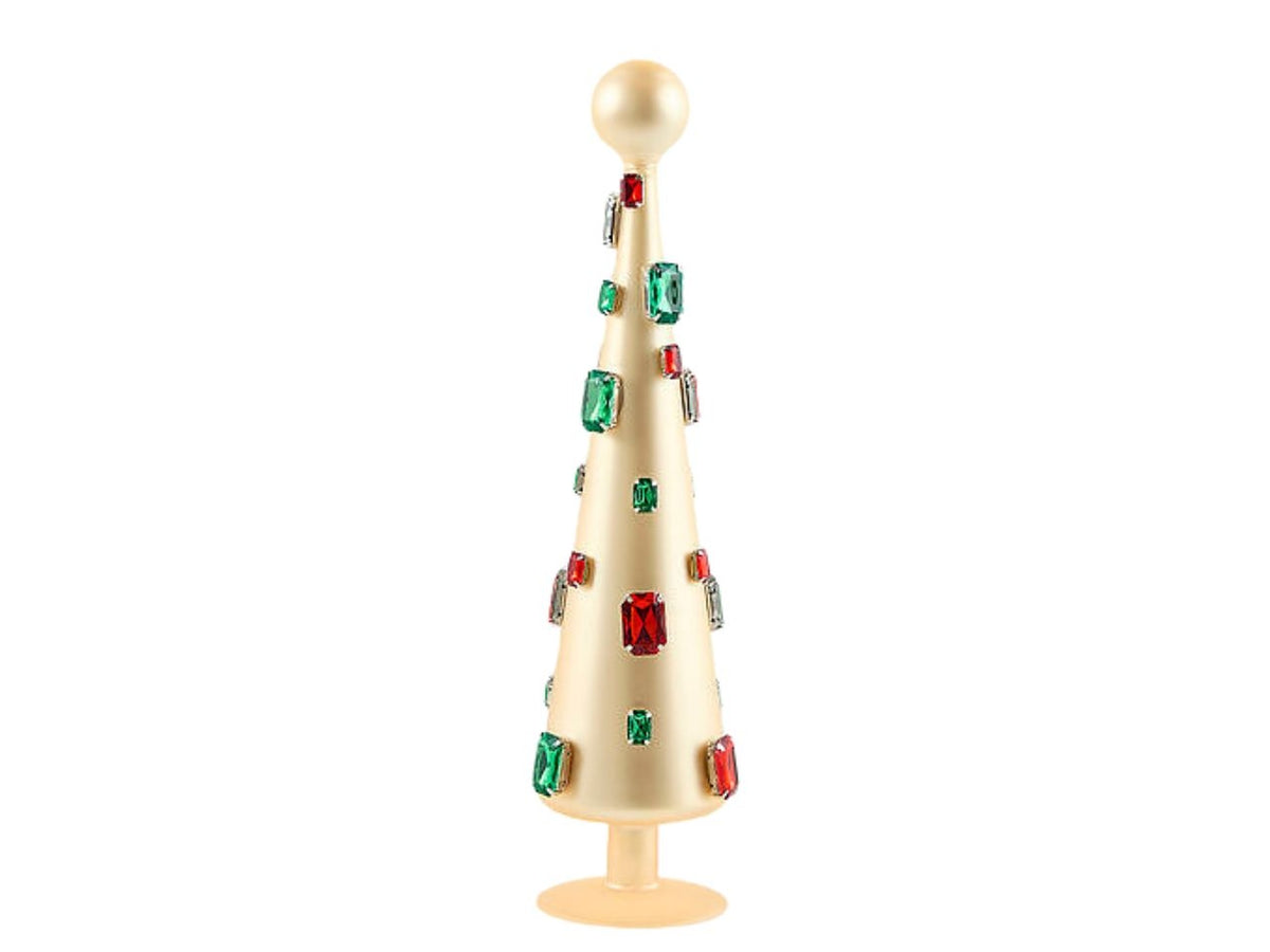 Albero cono in vetro 34cm Super gemme oro