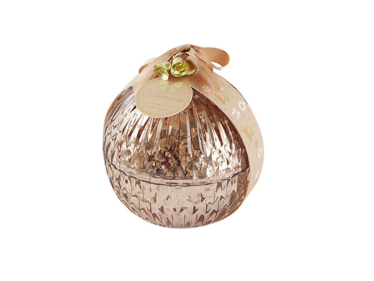Palla in vetro 8cm con candela, profumazione cannella 65gr 8h