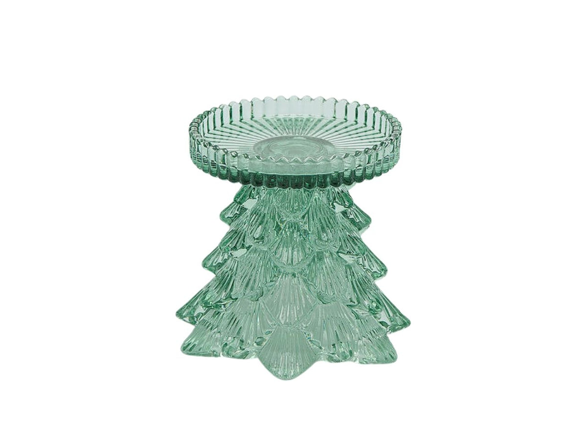 Portacandela albero in vetro 12xh.11cm verde