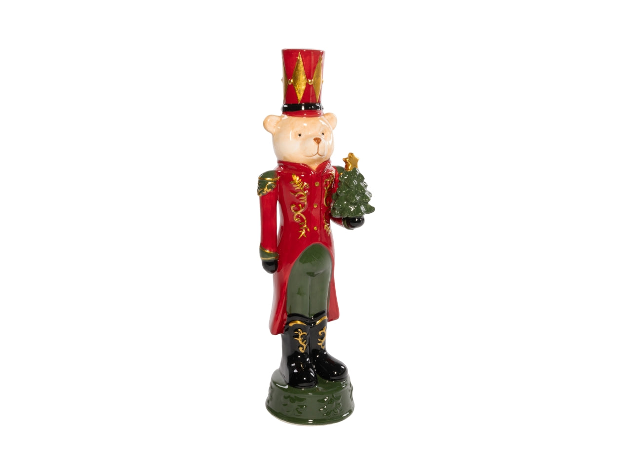 Orso soldato 33cm in ceramica rosso
