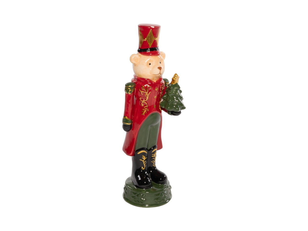 Orso soldato 25cm in ceramica rosso