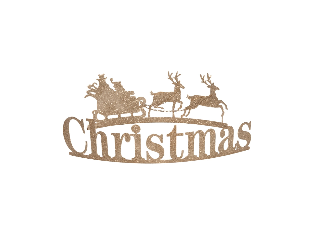 Scritta decorativa Christmas in metallo oro glitter