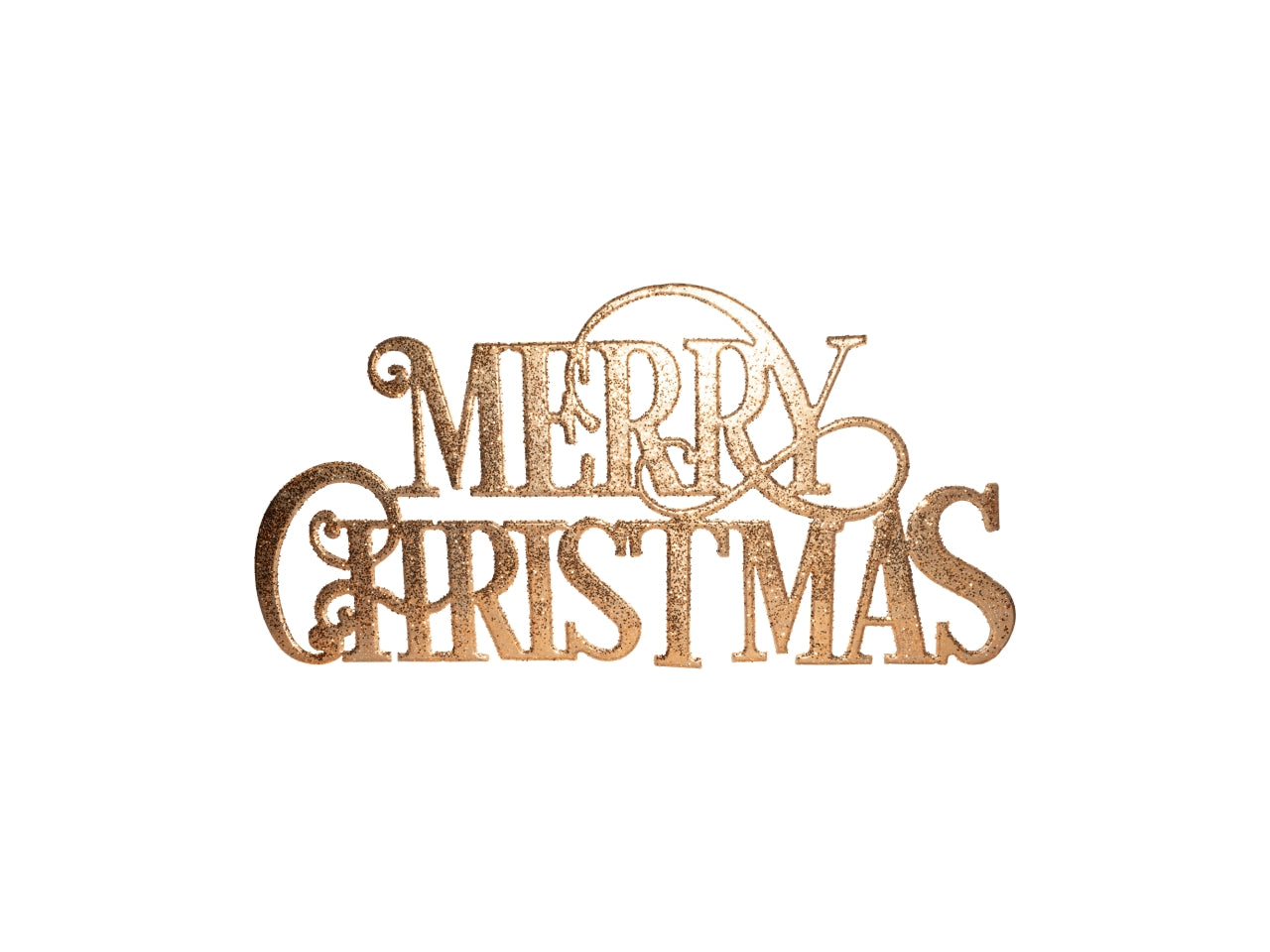 Scritta decorativa maxi Merry Christmas 120x59cm in metallo oro glitter