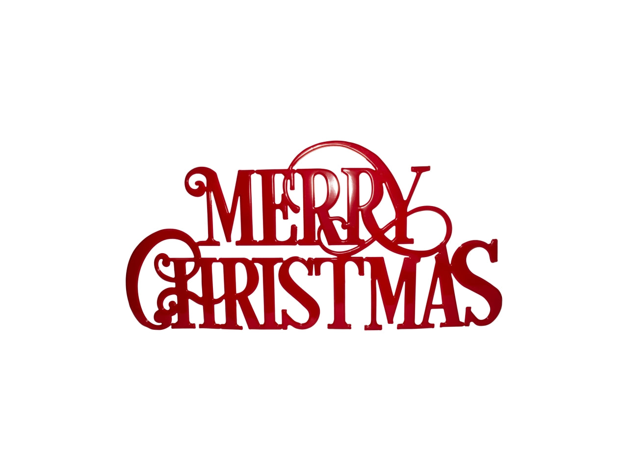 Scritta decorativa maxi Merry Christmas 120x59cm in metallo rosso glitter