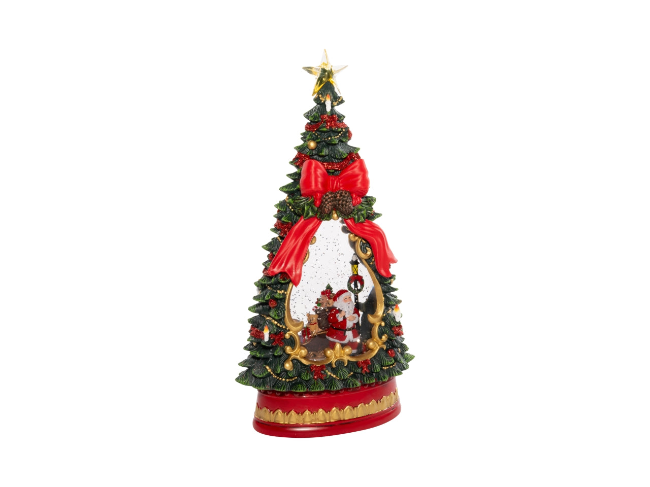 Albero paesaggio natalizio 17x10x34cm in resina con musica e movimento