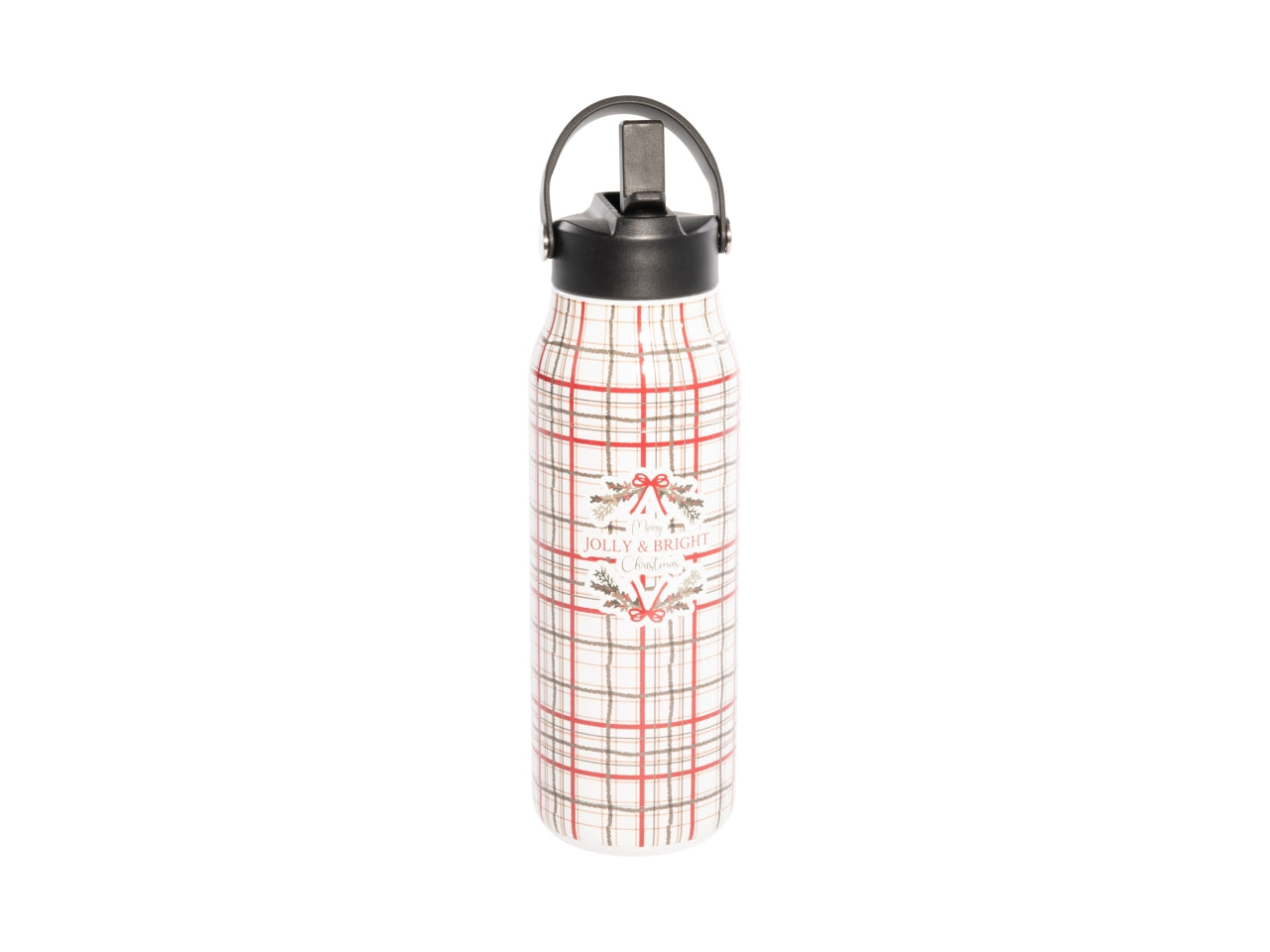 Borraccia termica natalizia 1000ml in acciaio inox con decoro ghirlanda