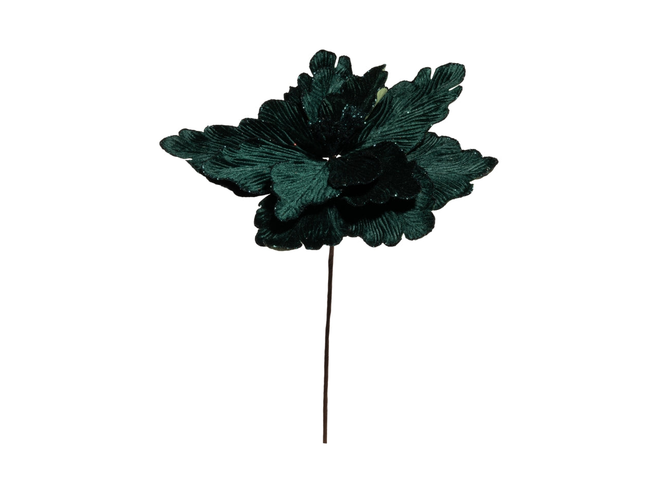 Ramo stella di Natale 33x55cm in velluto verde scuro