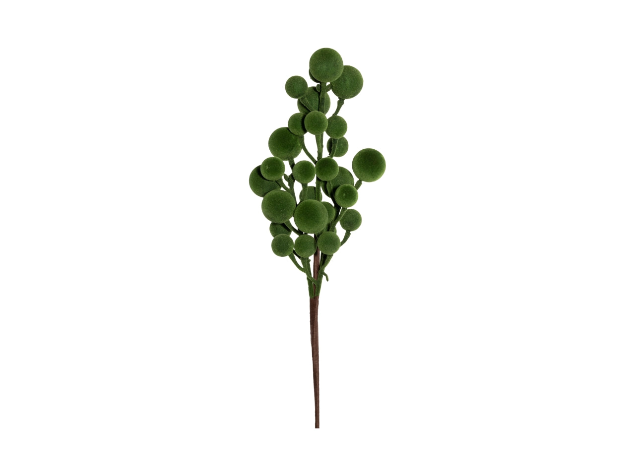Ramo bacche floccate 43cm in pvc verde