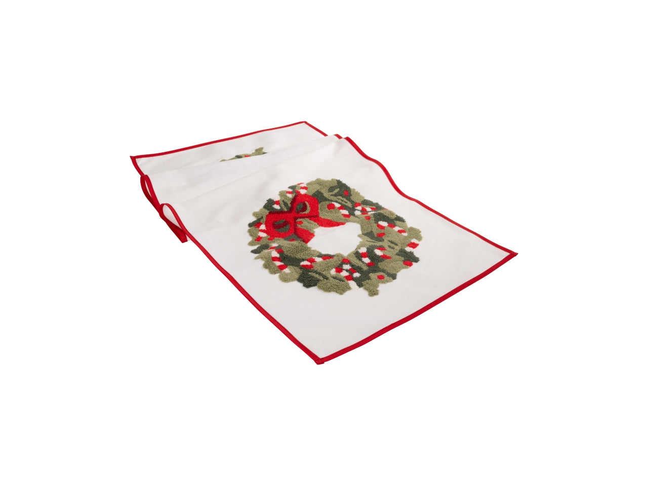 Runner maxi 40x140cm in cotone con decoro ghirlande ecru
