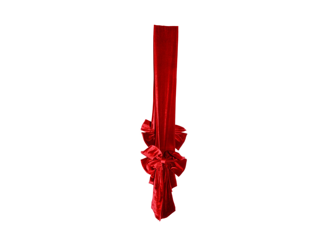 Runner 220cm in velluto con fiocchi decorativi rosso
