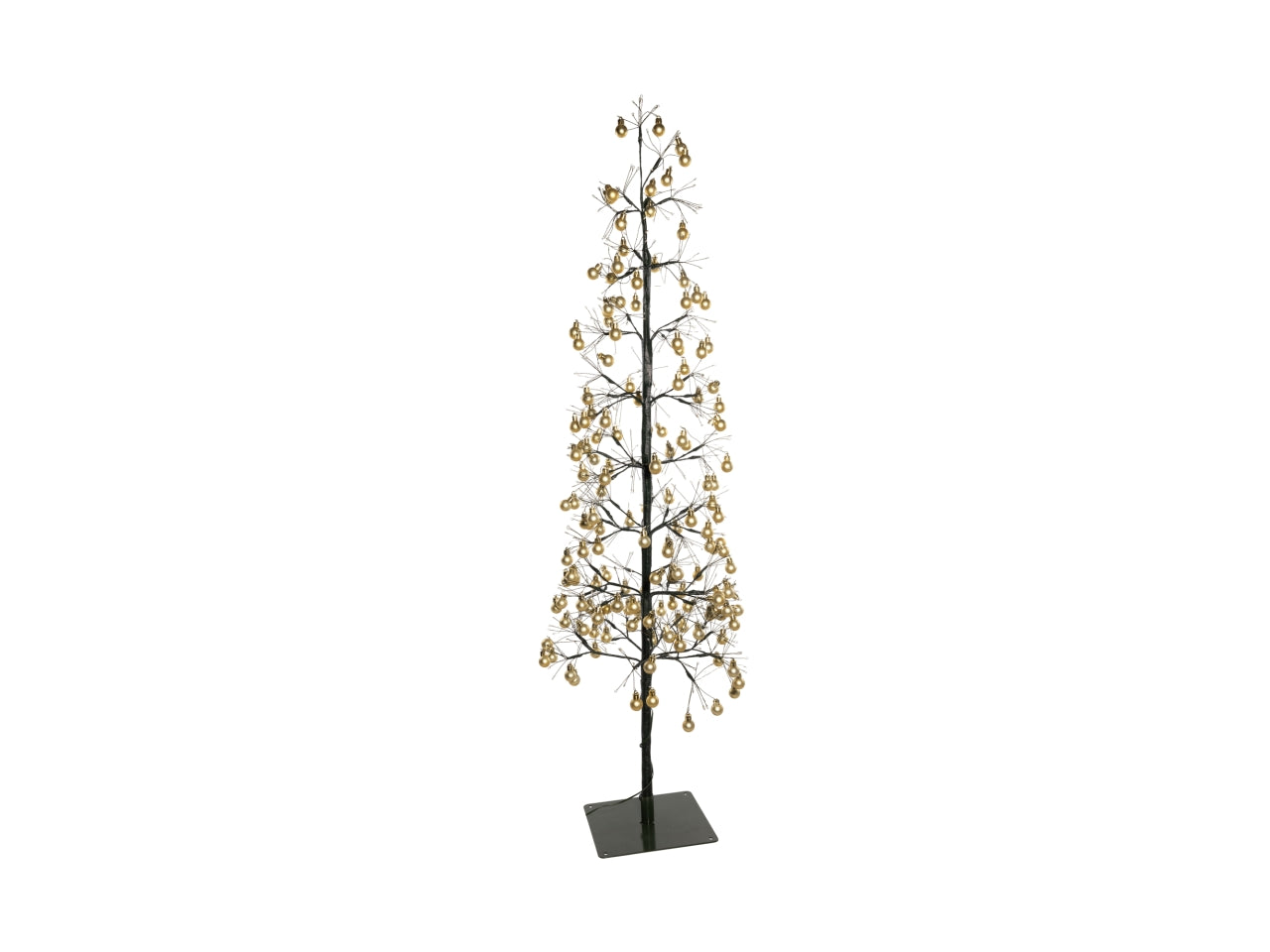Albero di Natale 120cm in pvc con palle oro e 800 luci led verde